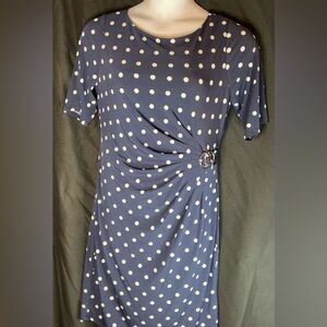 Jessica Howard Navy and White Polka Dot Midi Dress